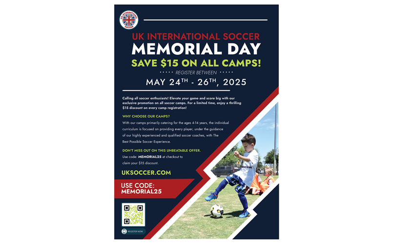 International UK Soccer Camp Memorial Day Sale