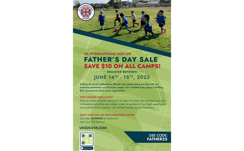 UK Soccer Camp- Promo:FATHER25 June 14-15